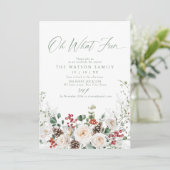 Invitation Elegant Festive Floral Oh What Fun Holiday Party (Debout devant)