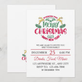Invitation Elegant Festive Merry Christmas & Happy New Year (Devant / Derrière)