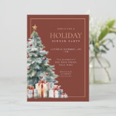 Invitation Elegant Festive Red Gold Holiday Dinner Party (Debout devant)