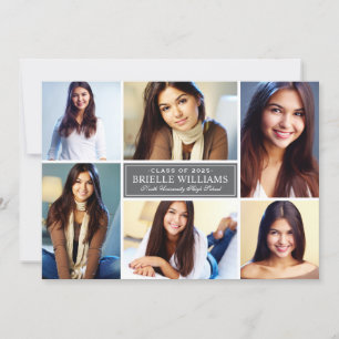 Invitation Élégant Fête de Graduation Photo Collage de Charbo