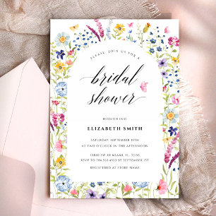 Invitation Élégant Fête de Mariage aux Fleurs Sauvages