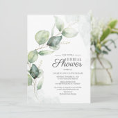 Invitation Élégant Fête des mariées Eucalyptus Script Floral (Debout devant)