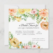 Invitation Élégant Fête des mariées florale Pêche Roses orang (Devant)