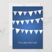 Invitation Élégant Fête des mariées Love Bunting Blue (Dos)