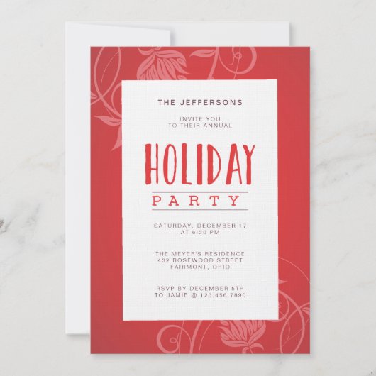 Invitation Élégant Fête Rouge moderne (Devant)