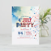 Invitation Élégant feu d'artifice du Parti I du 4 juillet (Debout devant)