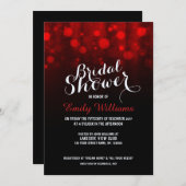 Invitation Elégant feu rouge à cordes bokeh douche nuptiale (Devant / Derrière)