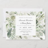 Invitation Élégant feuillage Blanc Floral Boho Mariage (Devant)