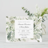 Invitation Élégant feuillage Blanc Floral Boho Mariage (Debout devant)