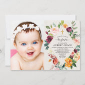 Invitation Élégant feuillage de chute floral rustique baptême (Devant)