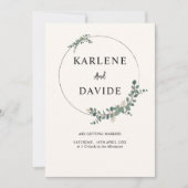 Invitation Elegant feuillage d'eucalyptus écriture photo (Devant)