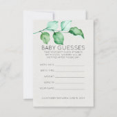 Invitation Élégant feuillage | Jeu de devination baby shower (Devant)