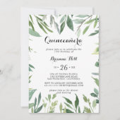 Invitation Élégant feuillage vert tropical Quinceañera (Devant)