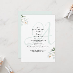 Invitation Élégant feuillage virtuel et douche de mariée en v