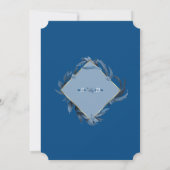 Invitation Élégant Feuille bleu  or Mariage Monogramme (Dos)