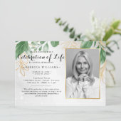 Invitation Élégant Feuille botanique Photo Célébration de la  (Debout devant)