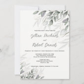Invitation Elégant Feuille d'aquarelle Mariage (Devant)
