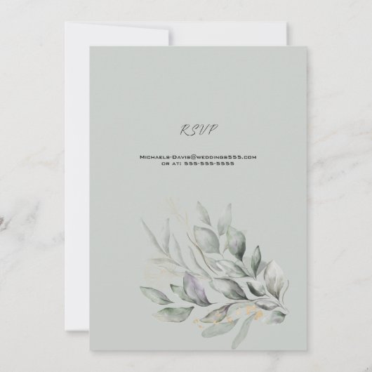 Invitation Elégant Feuille d'aquarelle Mariage (Dos)