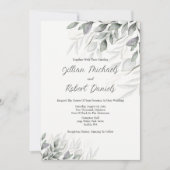 Invitation Elégant Feuille d'aquarelle Mariage avec RSVP (Devant)