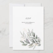 Invitation Elégant Feuille d'aquarelle Mariage avec RSVP (Dos)