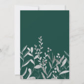 Invitation Élégant feuille d'argent vert émeraude mariage flo (Dos)