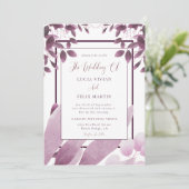 Invitation Élégant Feuille de Bourgogne QR Code Mariage photo (Debout devant)