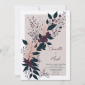 Invitation Élégant Feuille de Bourgogne rose (Devant)