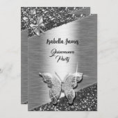 Invitation élégant feuille de parties scintillant scintillant (Devant / Derrière)