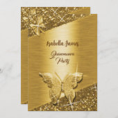 Invitation élégant feuille de parties scintillant scintillant (Devant / Derrière)