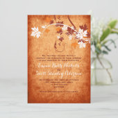 Invitation Élégant feuille d'érable mariage de automne orange (Debout devant)
