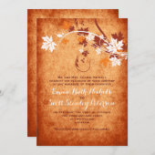 Invitation Élégant feuille d'érable mariage de automne orange (Devant / Derrière)