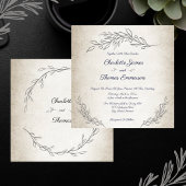 Invitation Élégant Feuille doux Mariage de script