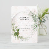 Invitation Élégant Feuille Eucalyptus Mariage rose pâle (Debout devant)