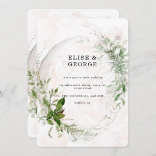 Invitation Élégant Feuille Eucalyptus Mariage rose pâle