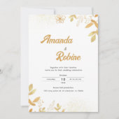Invitation Élégant Feuille Gold Foil (Devant)