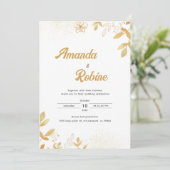 Invitation Élégant Feuille Gold Foil (Debout devant)