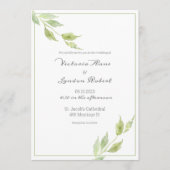 Invitation Elégant Feuille Mariage d'aquarelle (Devant)