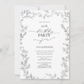 Invitation Elégant Feuille moderne noir & blanc 50e anniversa (Devant)