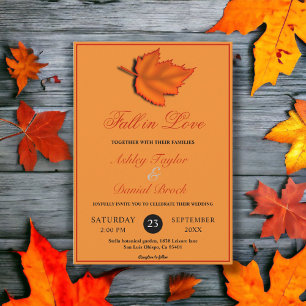 Invitation Élégant Feuille rustique brûlé Mariage de automne 