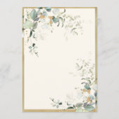 Invitation Élégant Feuille rustique Mariage or verdure (Dos)