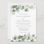 Invitation Élégant Feuille vert Mariage moderne (Devant)
