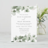 Invitation Élégant Feuille vert Mariage moderne (Debout devant)