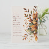 Invitation Élégant Feuilles d'automne Aquarelle Floral Mariag (Debout devant)