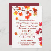 Invitation Élégant Feuilles d'automne automne automne Burgund (Devant / Derrière)