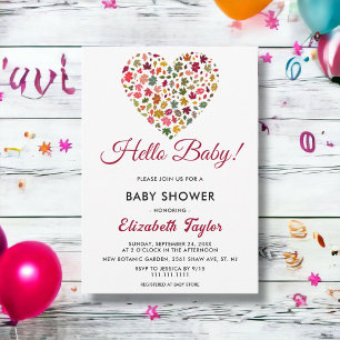 Invitation Élégant Feuilles d'automne Baby shower de coeur ro