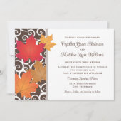 Invitation Élégant Feuilles d'automne et Mariage de automne d (Devant)