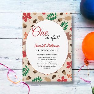 Invitation Elegant Feuilles d'Automne Floral 1er Anniversaire