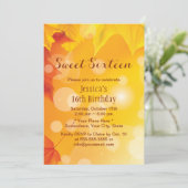 Invitation Élégant Feuilles d'automne Golden Sweet 16 (Debout devant)
