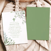 Invitation Élégant Feuilles de verdure et le baptême croisé