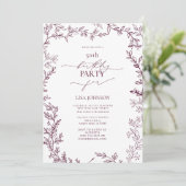 Invitation Elégant feutre moderne Bourgogne 50e anniversaire (Debout devant)